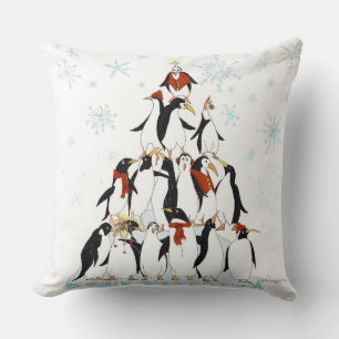 Coussin Pingouin Noël Arbre amusant Dessin de vacances