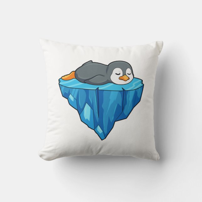 Coussin Pingouin sur glace floc (Recto)