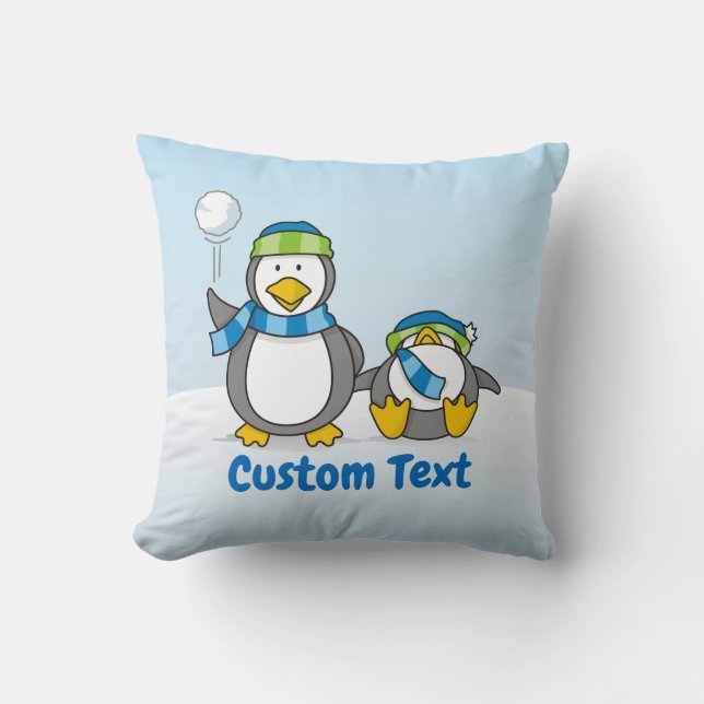 Coussin Pingouins à neige (Recto)