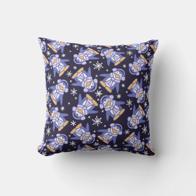 Coussin Pingouins de Noël oiseau bleu foncé lancer oreille (Recto)
