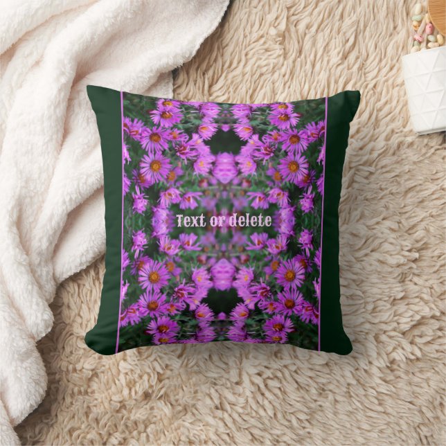 Coussin Pink Autumn Aster Flowers Abstrait Personnalisé (Couverture)