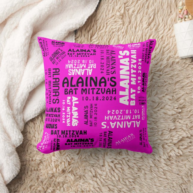 Coussin Pink Bat Bar Mitzvah Party Décor Mémoire (Couverture)