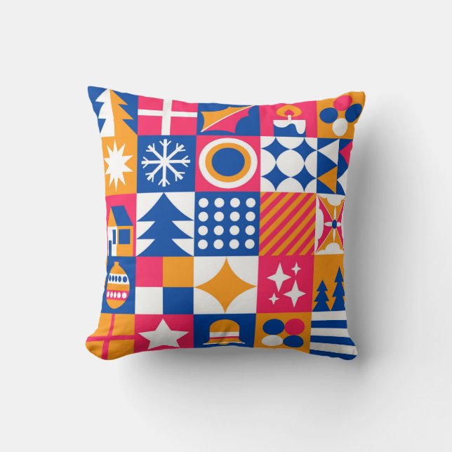 Coussin Pink Blue Bauhaus Noël Festivals (Recto)