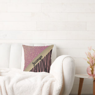 Coussin Pink Blush Glam Zebra Imprimer Personnalisé