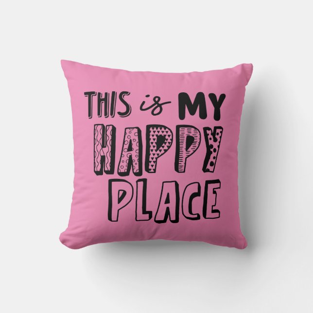 Coussin Pink C'Est Mon Heureux Lieu Typographie (Recto)
