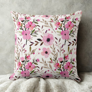 Coussin Pink Elegant vintage fleur sauvage motif floral