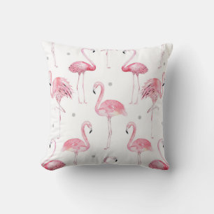 Coussin Pink Flamingos Grey Polka Dots