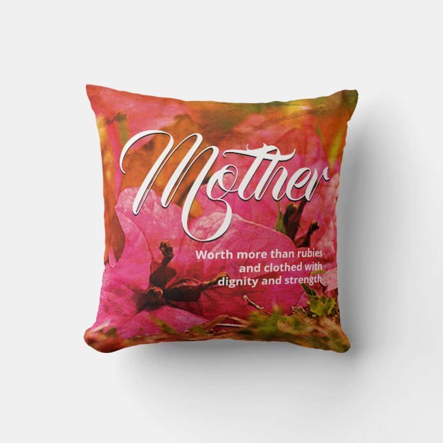 Coussin Pink Floral PROVERBS 31Christian Mom (Recto)