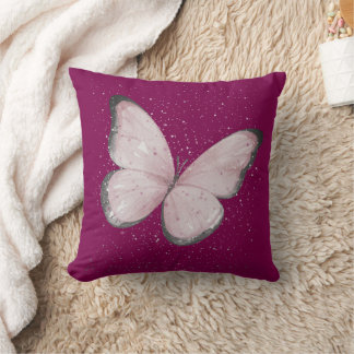 Coussin pink glitter butterfly