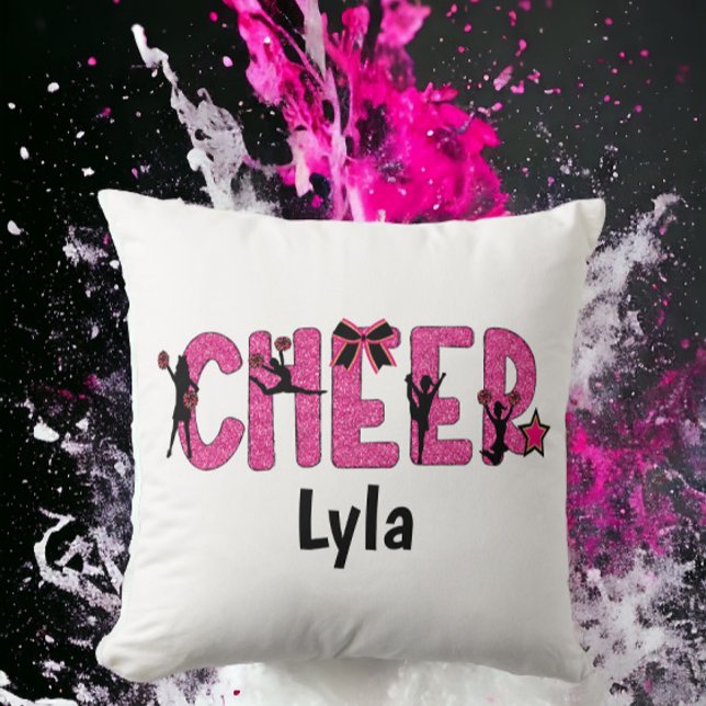 Coussin Pink Glitter Cheerleader Cheerleader Cheer Personn (Créateur téléchargé)