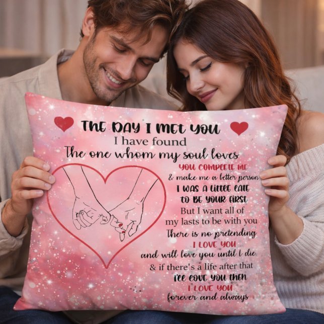 Coussin Pink Glittered Romantic Love Quote (Créateur téléchargé)