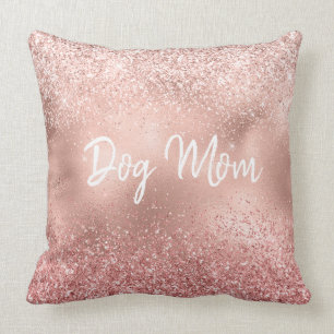 Coussin Pink Glitzy Sparkel Parties scintillant Dog Mom