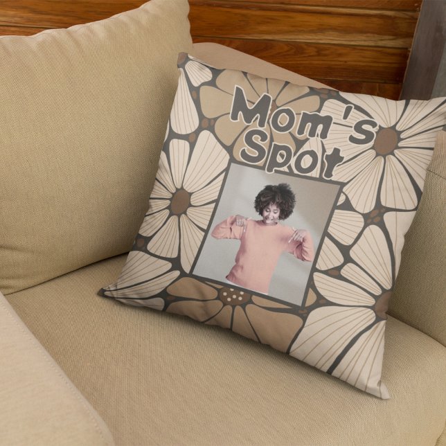 Coussin Pink Maman's Spot Couch Photo Mère's Day Cadeau (Créateur téléchargé)