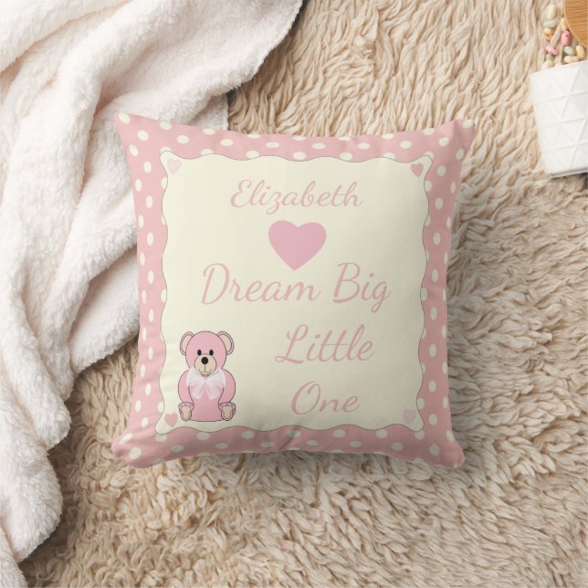 Coussin Pink Nom de bébé personnalisé Teddy Bear (Couverture)
