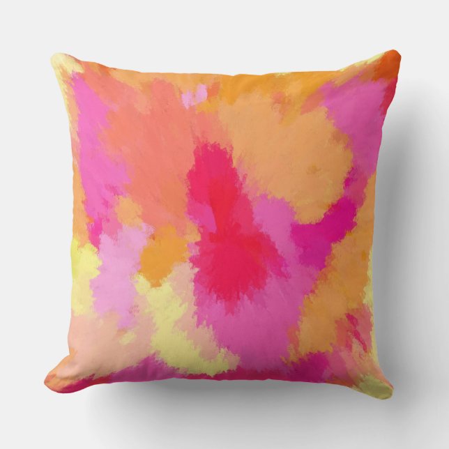 Coussin Pink, orange et jaune watercolors (Recto)