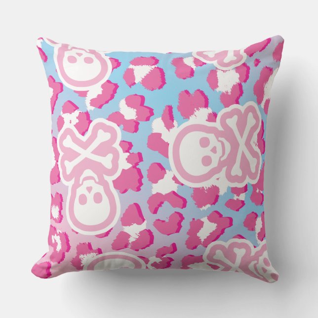 Coussin Pink Pastel Goth Pirate Jolly roger Empreinte de l (Recto)