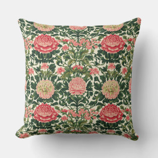 Coussin Pink Peony Symmetrical Floral Pattern
