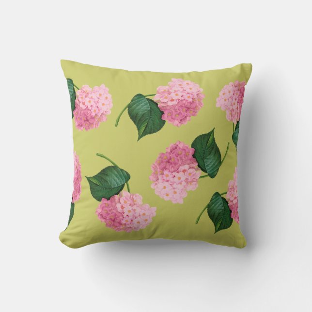 Coussin Pink Redoute Hydrangea (Recto)
