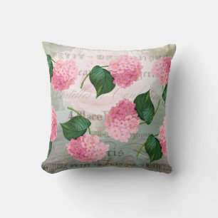 Coussin Pink Redoute Hydrangea