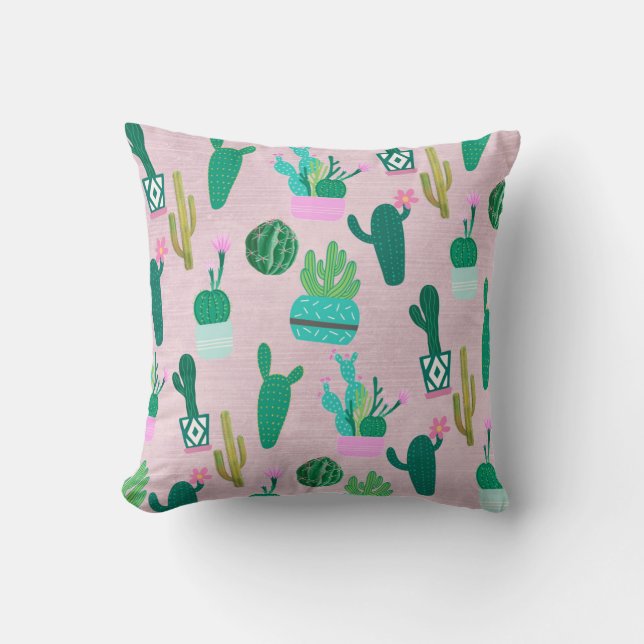 Coussin Pink Rustique Sud-Ouest Cactus Plantes (Recto)