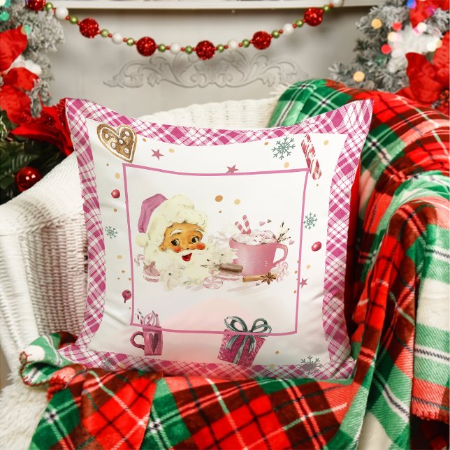 Coussin Pink Santa Claus Motif de Noël Jeu d'oreiller (Créateur téléchargé)