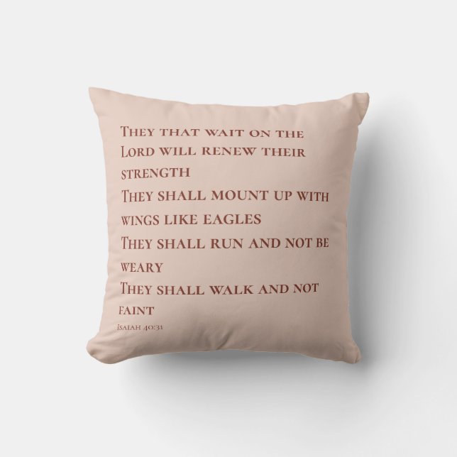 Coussin  Pink Scripture Verse Isaiah 40 (Recto)