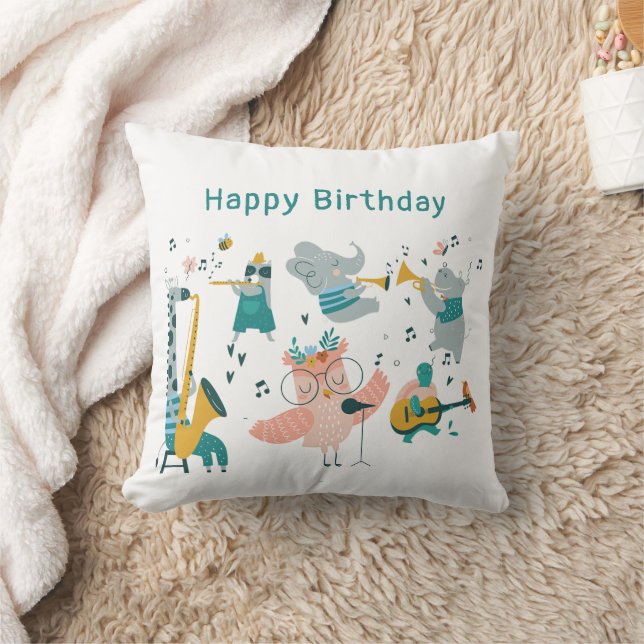 Coussin Pink Songbird avec Animal Band Anniversaire (Couverture)