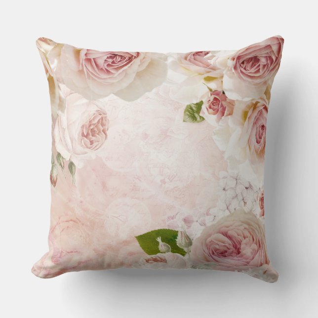Coussin Pink Spring Flower Rose Pastel Collage (Recto)
