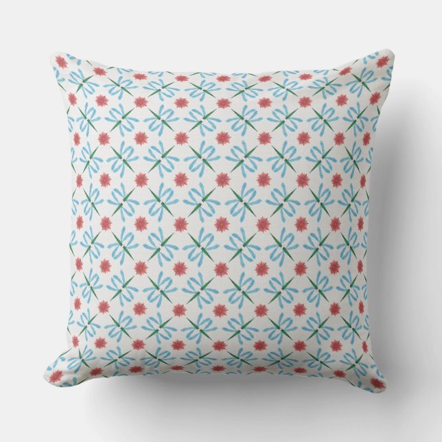 Coussin Pink Water Lys and Dragonflies Coussin, Cushion (Recto)