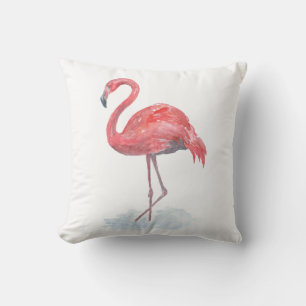 Coussin Pink watercolor Flamingo .