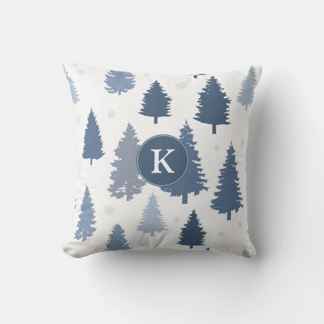 Coussin Pins d'hiver et Snowflakes Motif de Noël (Recto)