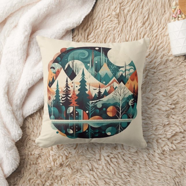 Coussin Pins nordiques & Pics, coutume (Couverture)