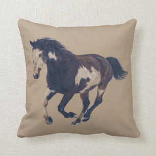 Coussin Pinto American Paint Horse Wild Galloping