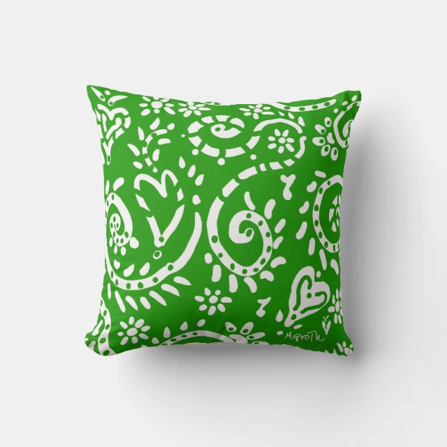 Coussin Pip en vert et marine (Recto)
