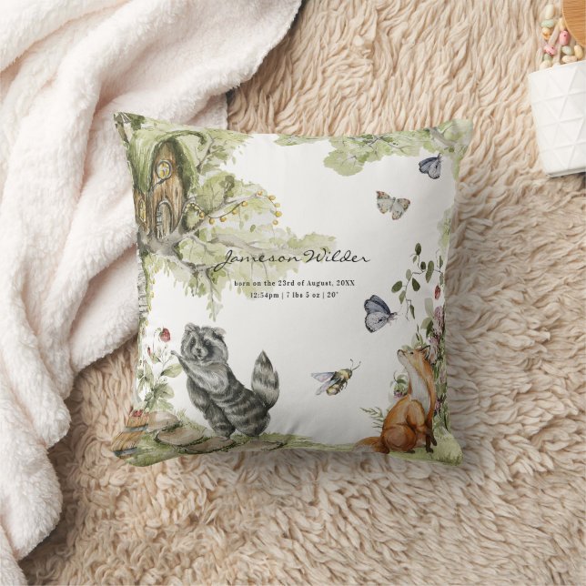 Coussin Pique-nique de Woodland | Statistiques de naissanc (Couverture)