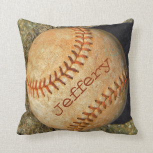 Coussin Piquer rouge personnalisé de base-ball blanc