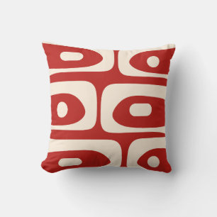 Coussin Piquet moderne du siècle Abstrait Rouge et crème
