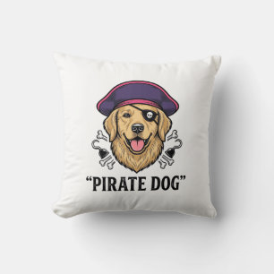 Coussin Pirate Chien Gravure Vintage Dessin de T-shirt_1