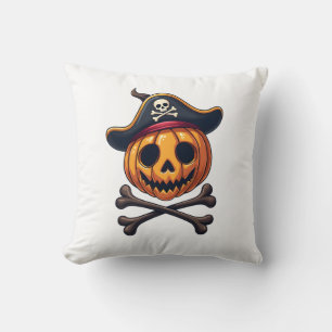Coussin Pirate de la citrouille � Chemise de crâne d'Hallo