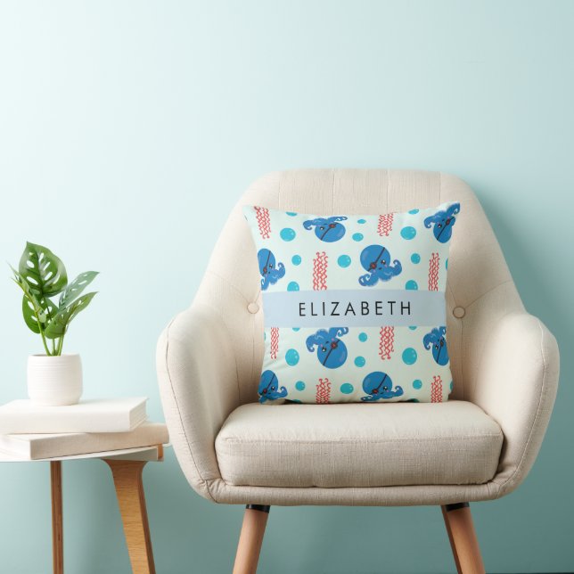 Coussin Pirate Octopus, Pirate Jellfish, Mer, Votre Nom (Chaise)