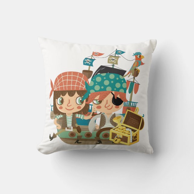 Coussin Pirates avec le trésor (Recto)