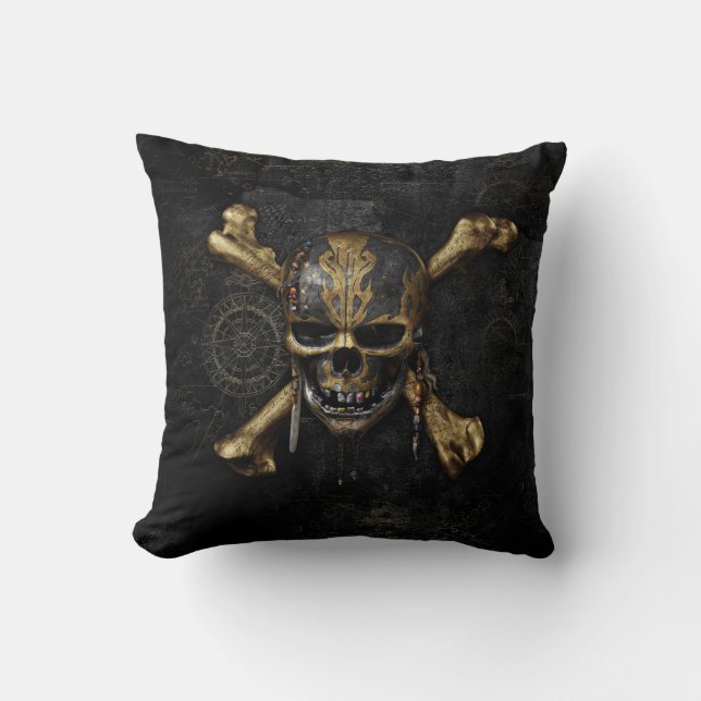 Coussin Pirates du crâne des Caraïbes et des os croisés (Recto)