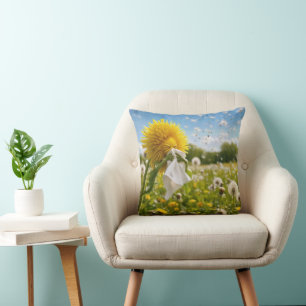 Coussin Pissenlit qui éternue dans un mouchoir