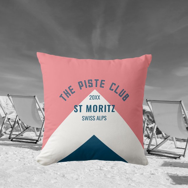 Coussin Piste Club Pink Blue Custom Winter Ski (Créateur téléchargé)