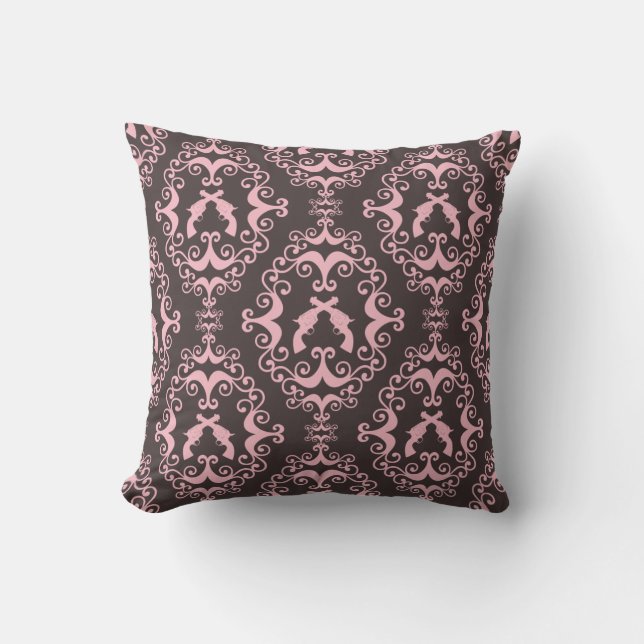 Coussin Pistolets occidentaux grunges d'armes à feu noires (Recto)