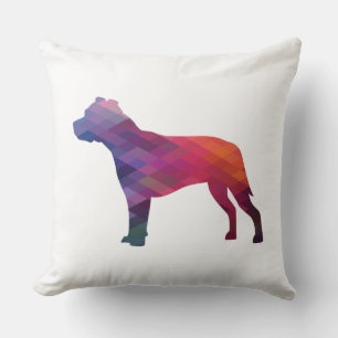Coussin Pitbull race de chien Silhouette géométrique viole