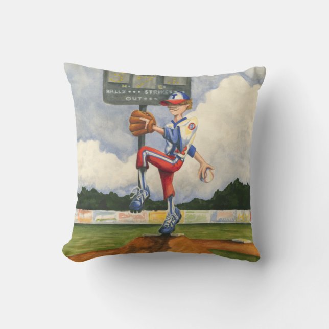 Coussin Pitcher de baseball sur Mound par Jay Throckmorton (Recto)