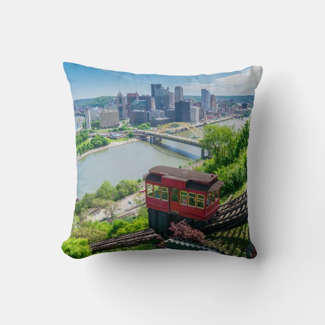 Coussin Pittsburgh Pennsylvania Steel City Skyline Incline (Recto)