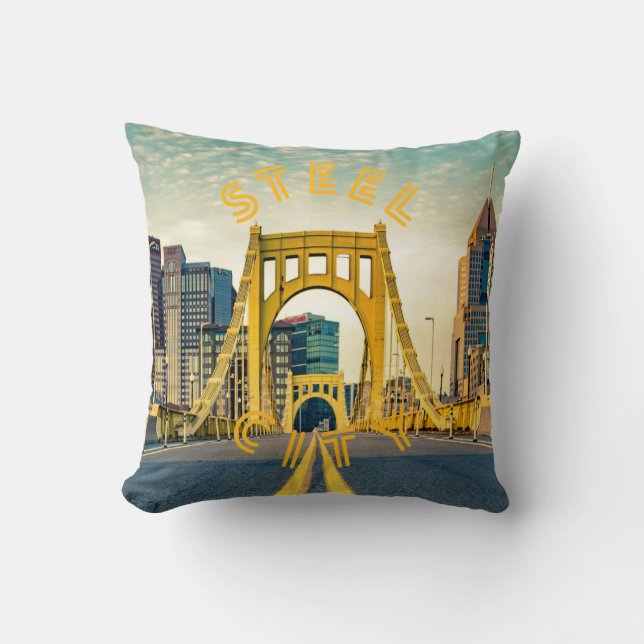 Coussin Pittsburgh Steel City Skyline 412 Pennsylvania Can (Recto)
