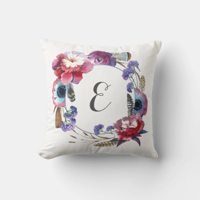 Coussin Pivoine de fleur sauvage florale avec le (Recto)